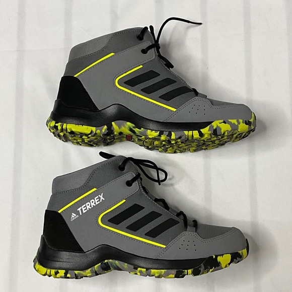 Adidas Terrex Kids Hyperhiker KGray and Neon Yellow Sneakers Traxion Soles